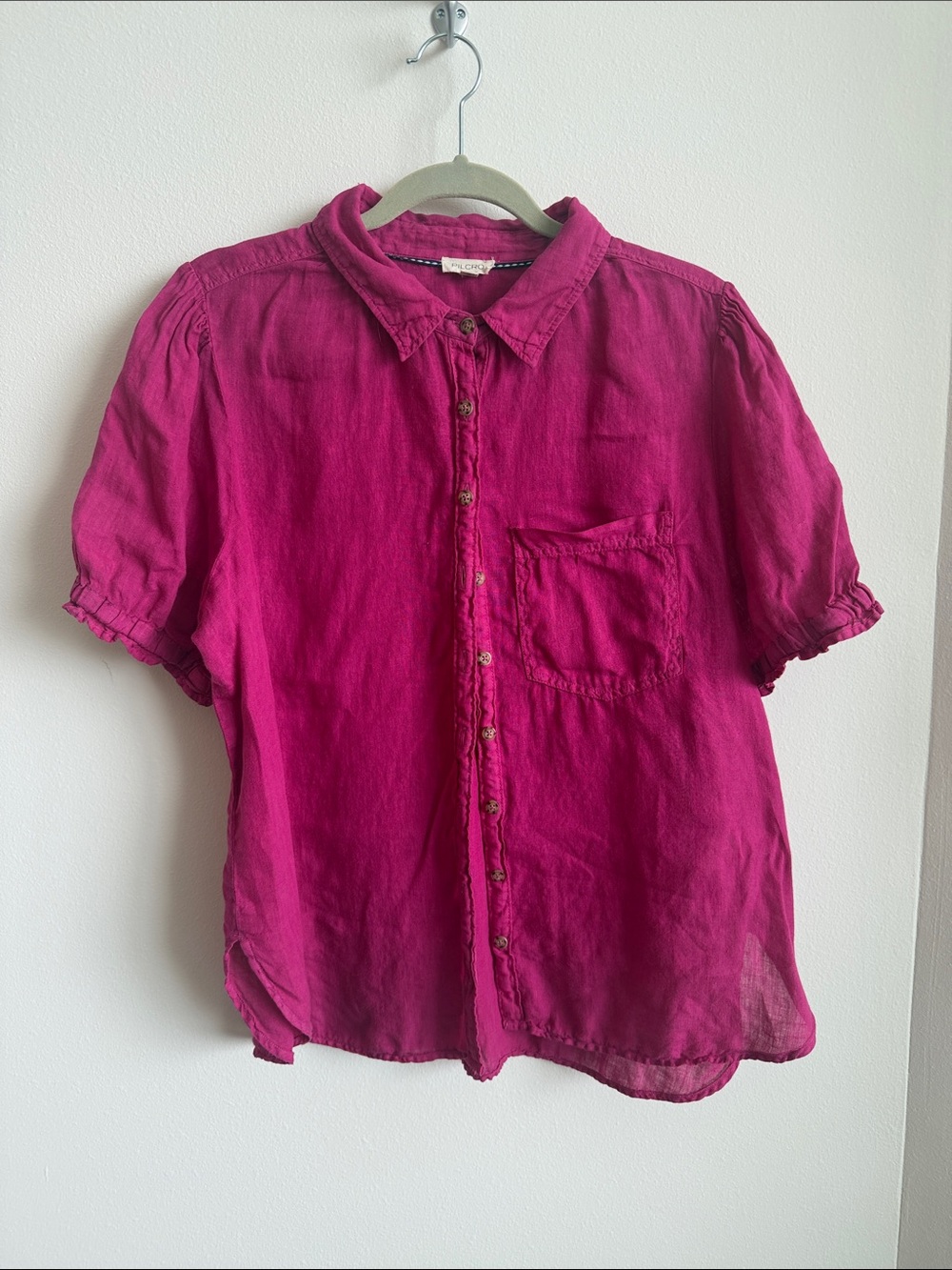 The Aly Linen Puff-Sleeve Blouse by Pilcro